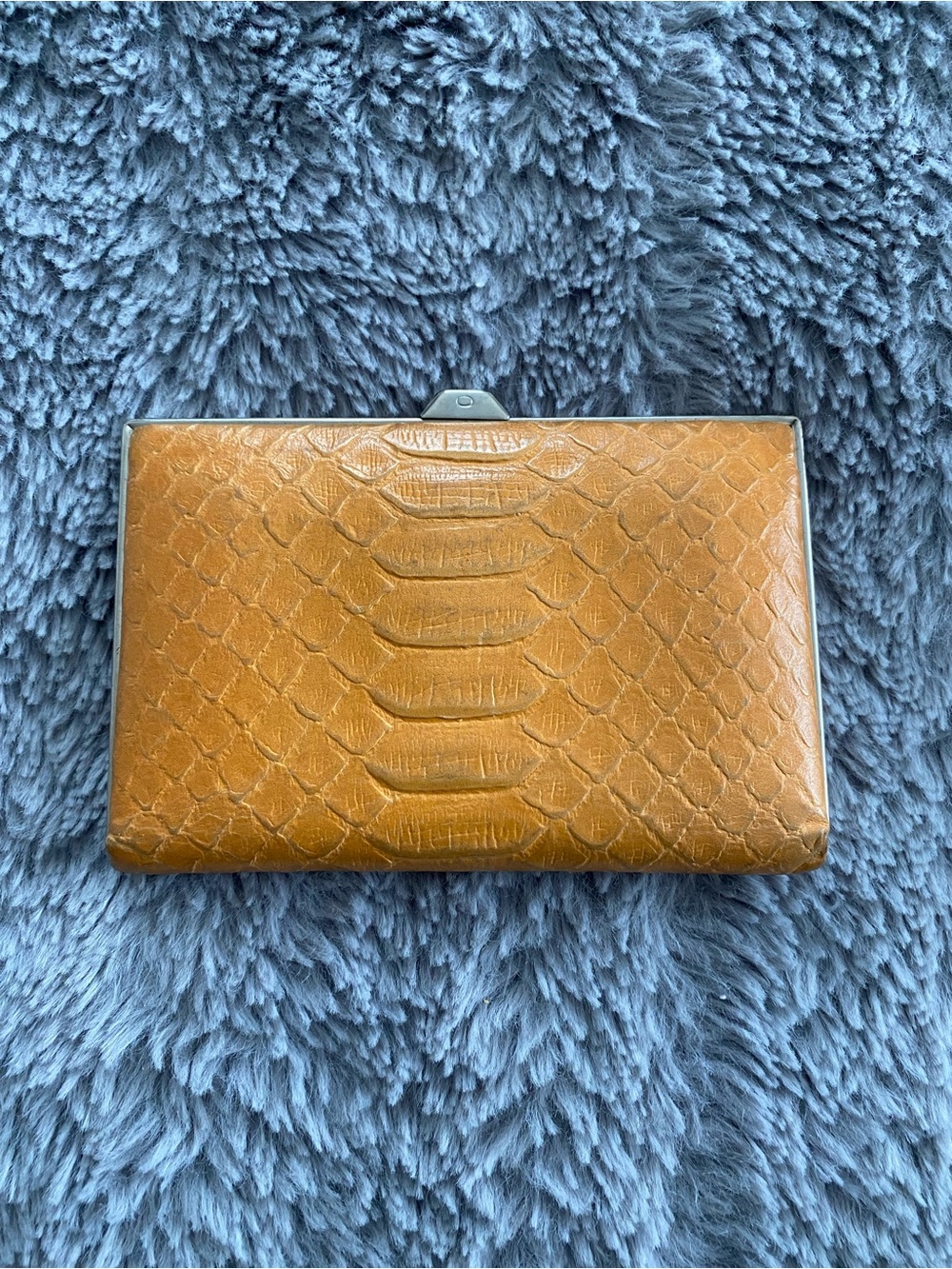 Vintage Lodis Las Angeles Yellow Exotic Leather Box Wallet
